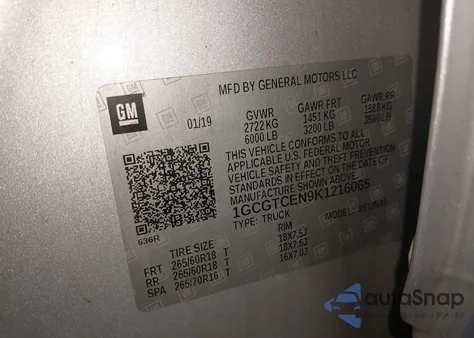 2019 Chevrolet Colorado Lt z USA, uszkodzony, nr VIN 1GCGTCEN9K1216065